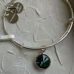 Silver Bracelet with Green Charm Alex & Ani